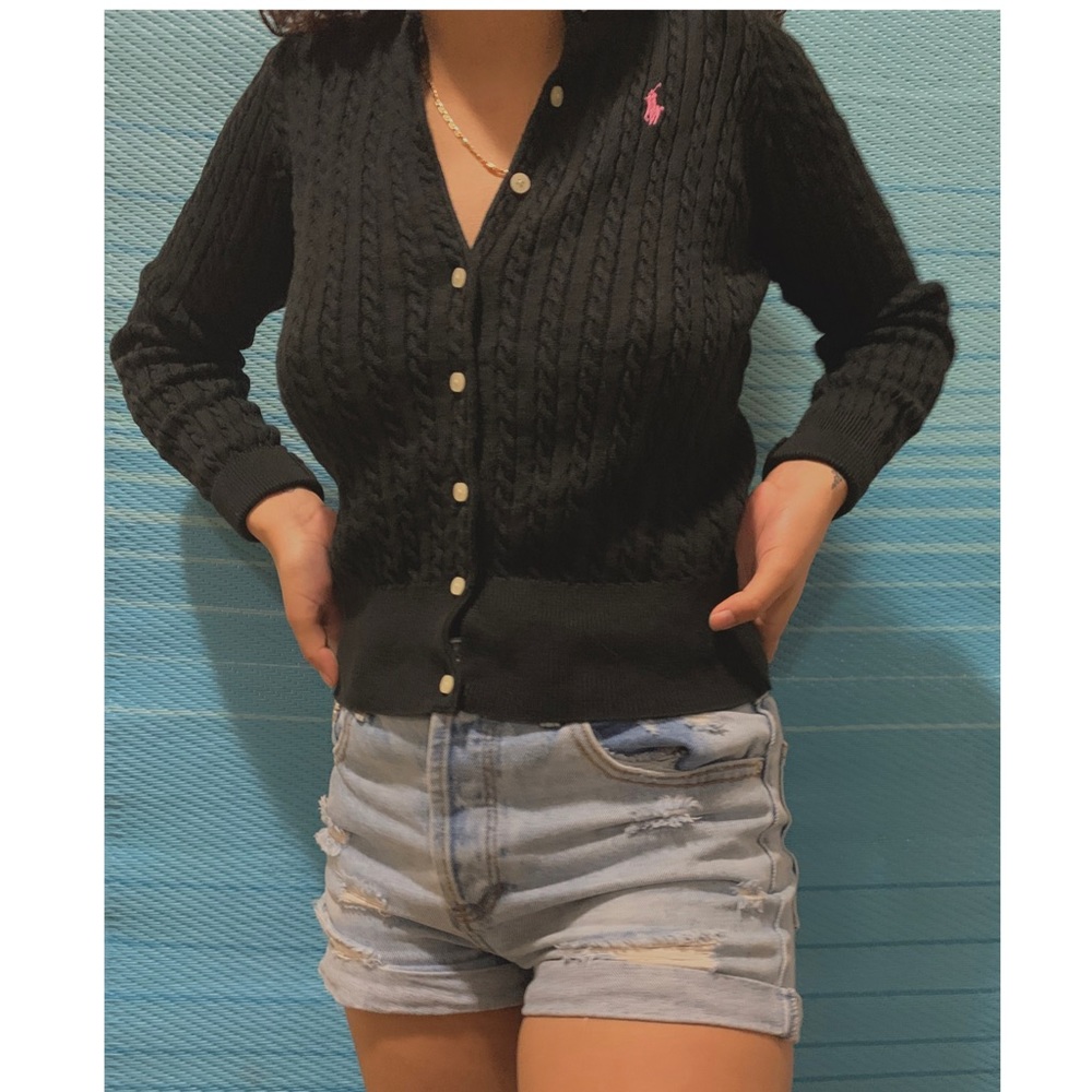 💗 black cute polo cardigan 💗
